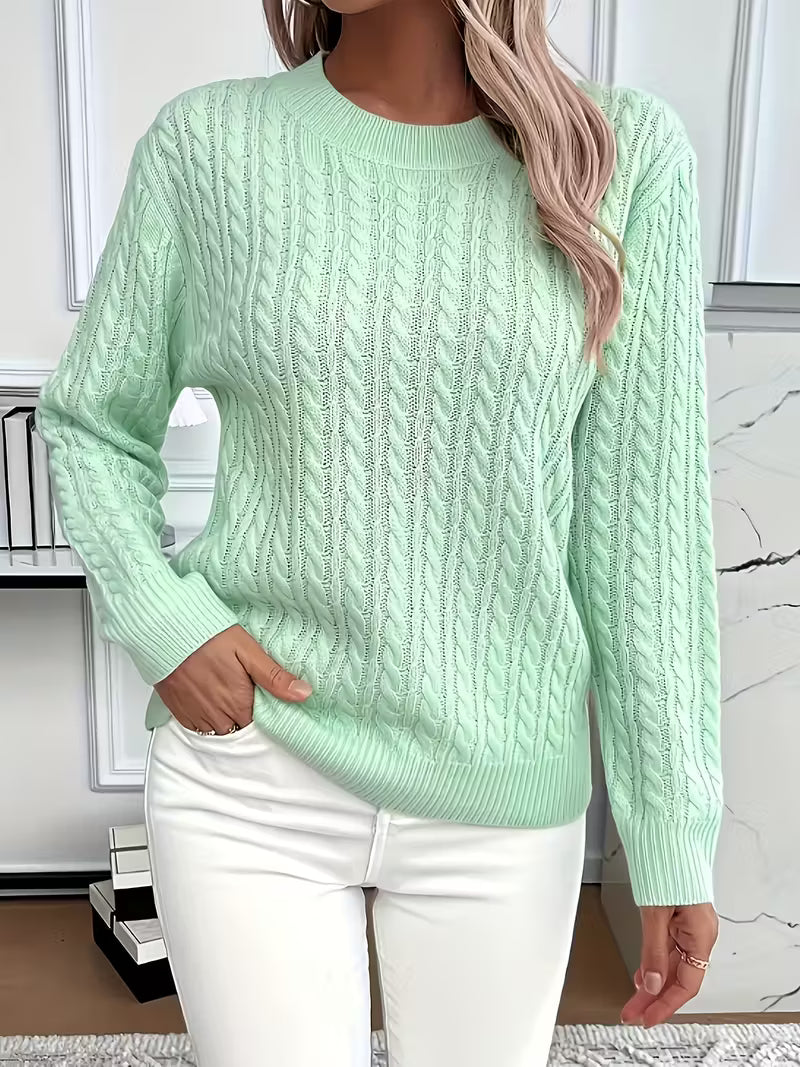 Pull tricoté torsadé doux et chaud pour femme
