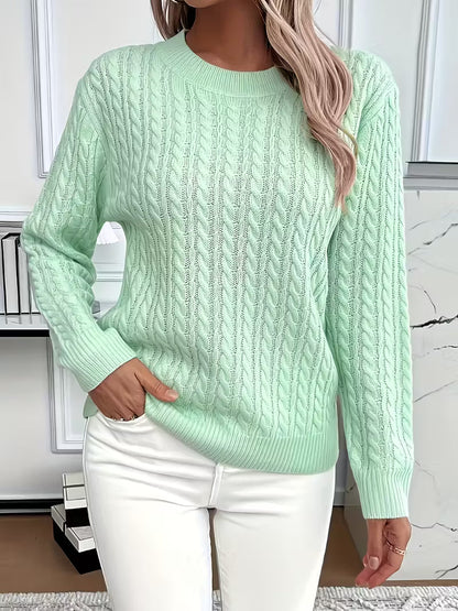 Pull tricoté torsadé doux et chaud pour femme