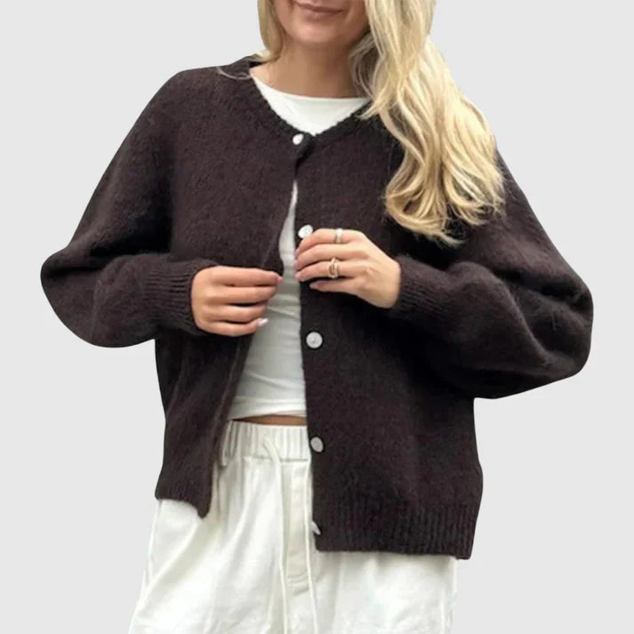 Cardigan col rond en cachemire pour femme avec boutons