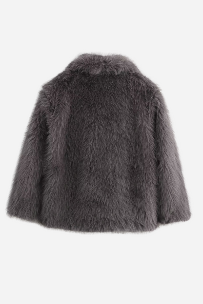 Schicke Faux-Fur-Jacke Schalkragen - IdealeKleiden