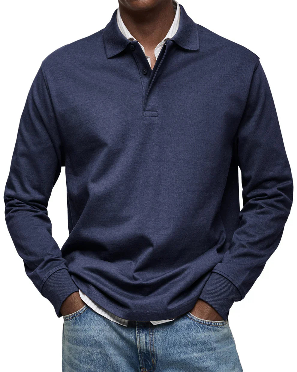 Polo à manches longues élégant homme classique