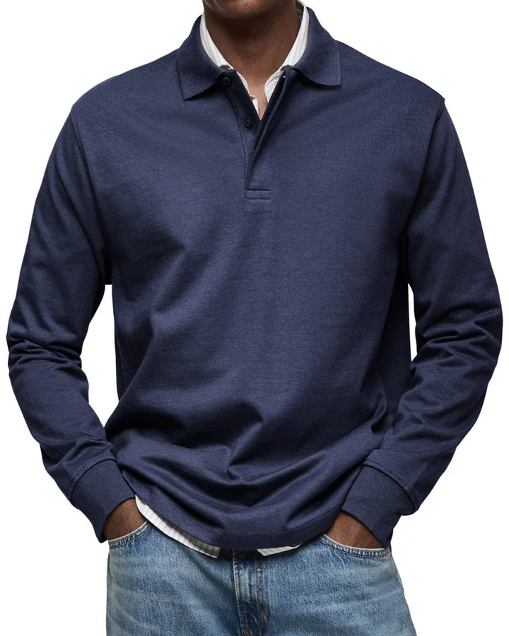Polo à manches longues élégant homme classique