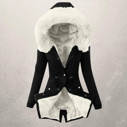 Parka mi-long chaud pour femme avec doublure en fausse fourrure