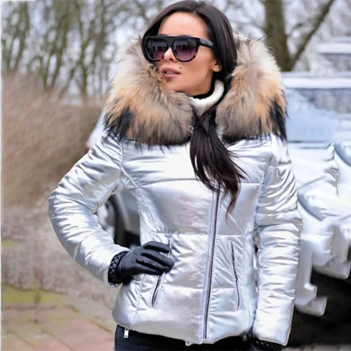 Manteau d'hiver tendance avec doublure en fausse fourrure et capuche