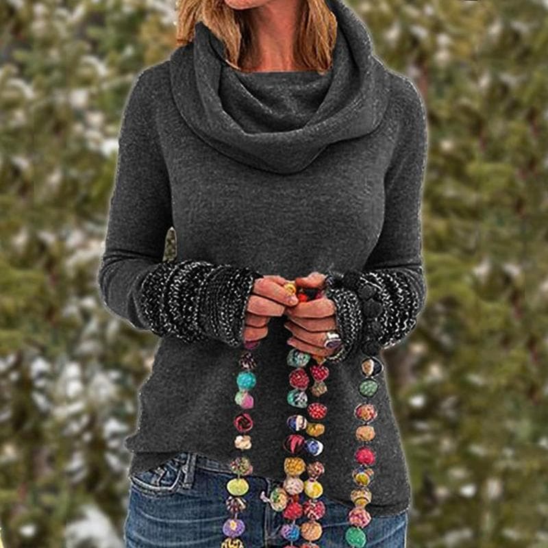 Sweat-shirt pull femme chaud oversize col bénitier
