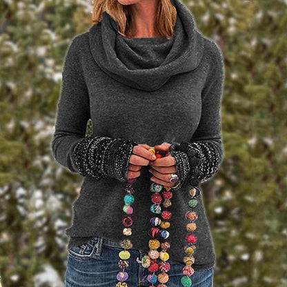 Sweat-shirt pull femme chaud oversize col bénitier