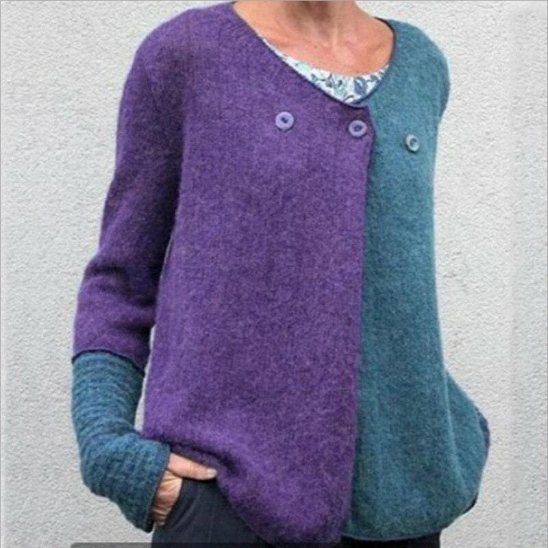 Sweat-shirt confortable Coupe décontractée Couleurs vives Patte de boutonnage