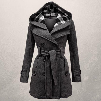 Trench-coat classique croisé avec capuche