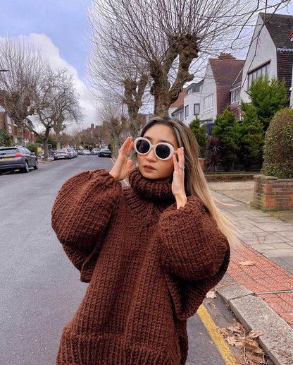 Pulls amples en maille col roulé oversize pour femme