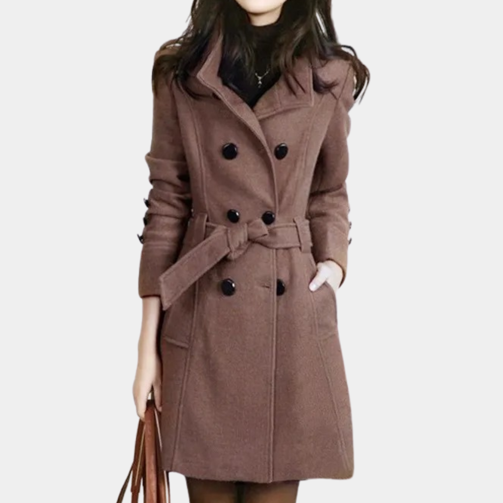 Élégant manteau d'hiver pour femme avec ceinture