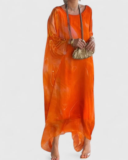 Robe longue femme manches chauve-souris élégante coupe ample