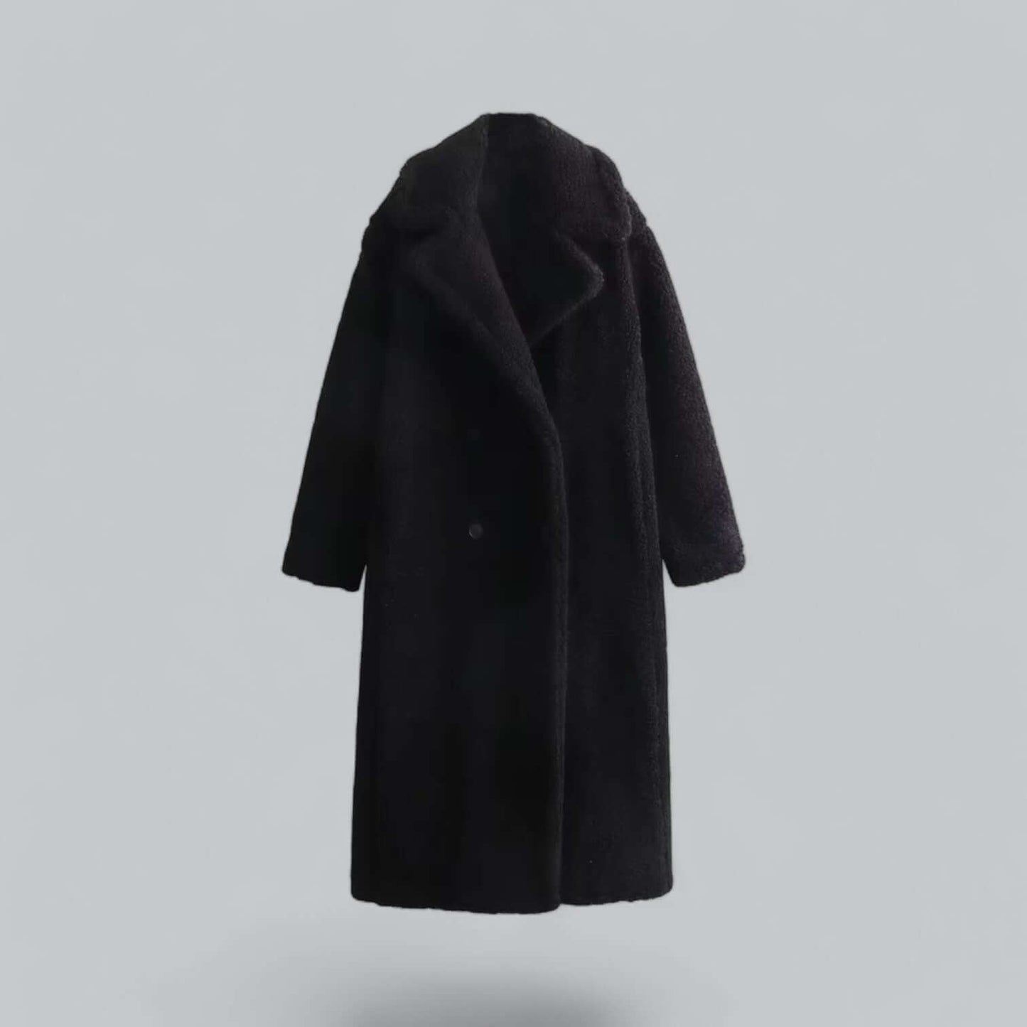 Manteau long femme en fausse fourrure style teddy