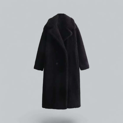 Manteau long femme en fausse fourrure style teddy