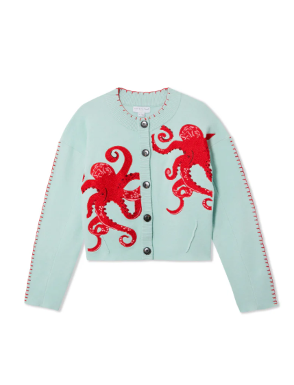 Maritime Strandcardigan Oktopus Motiv - IdealeKleiden