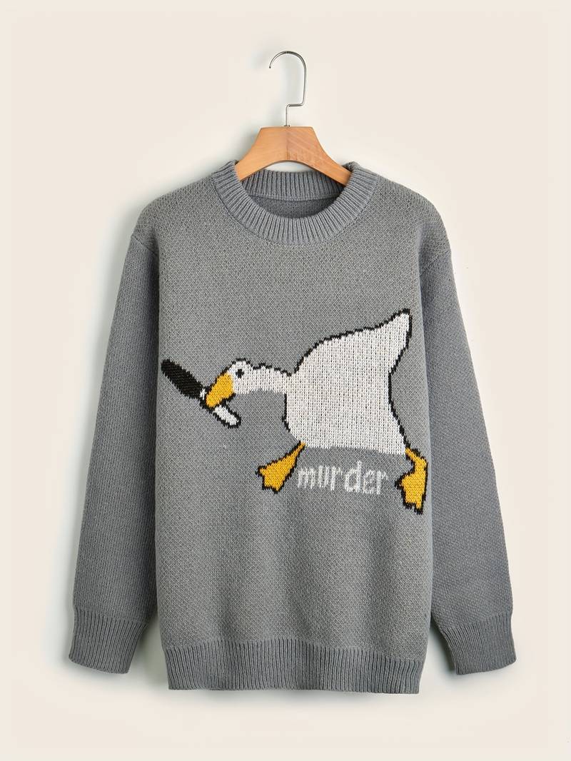 Pull en molleton humoristique motif canard pour homme