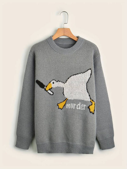 Pull en molleton humoristique motif canard pour homme