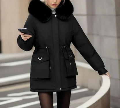 Parka chaud pour femme, isolé avec capuche