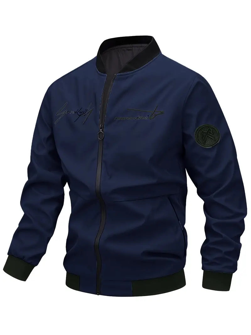 Blouson en cuir brodé pour homme élégant