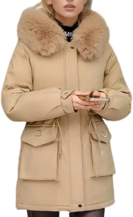 Parka chaud pour femme, isolé avec capuche