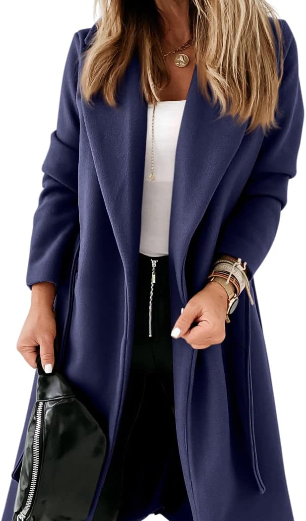 Manteau Femme Élégant Col Revers Ouvert