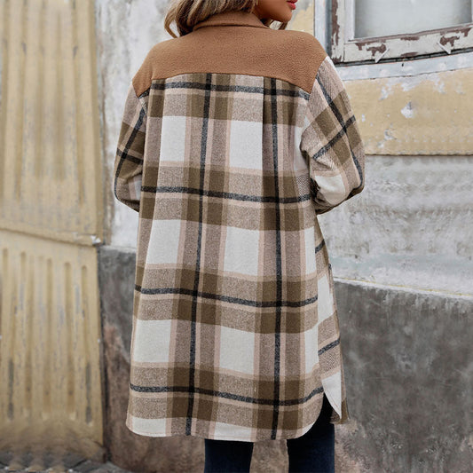 Karierte Damenjacke Langarm - IdealeKleiden
