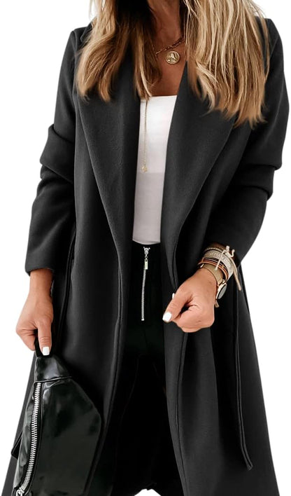 Manteau Femme Élégant Col Revers Ouvert