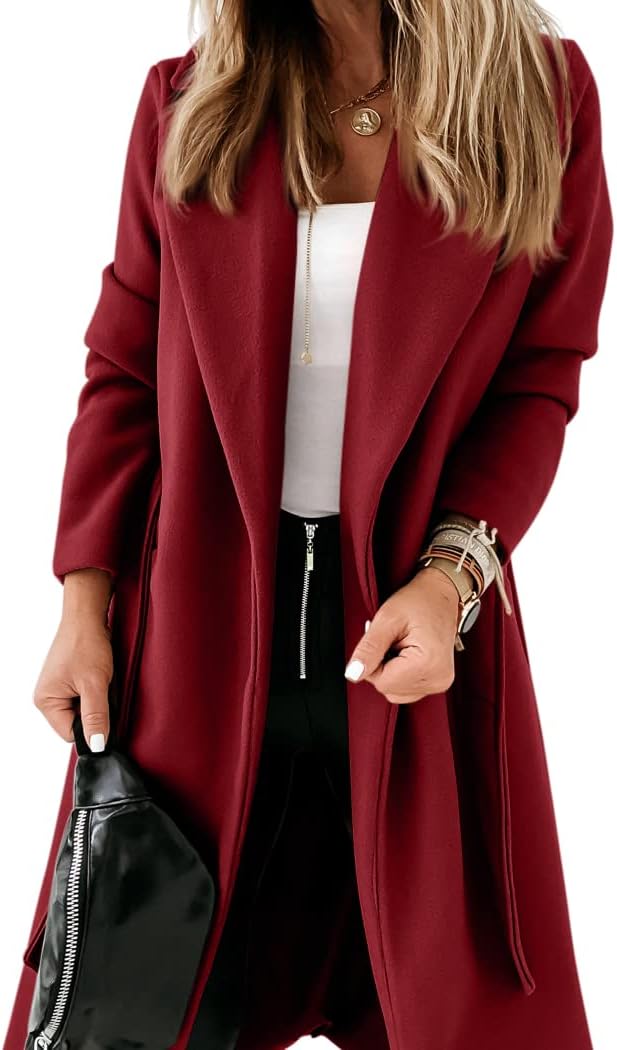 Manteau Femme Élégant Col Revers Ouvert
