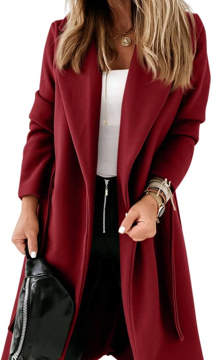 Manteau Femme Élégant Col Revers Ouvert