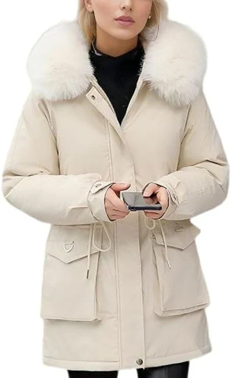 Parka chaud pour femme, isolé avec capuche