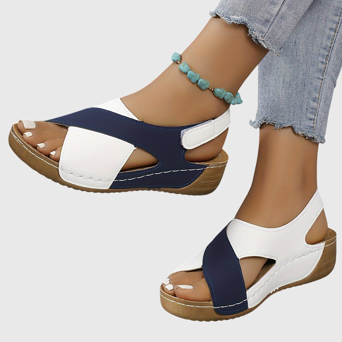 Damen Sandalen Offen Zwei-Farben Sommer - IdealeKleiden