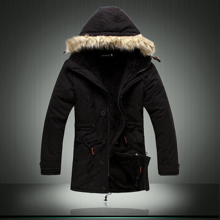 Parka homme doublé col fourrure amovible