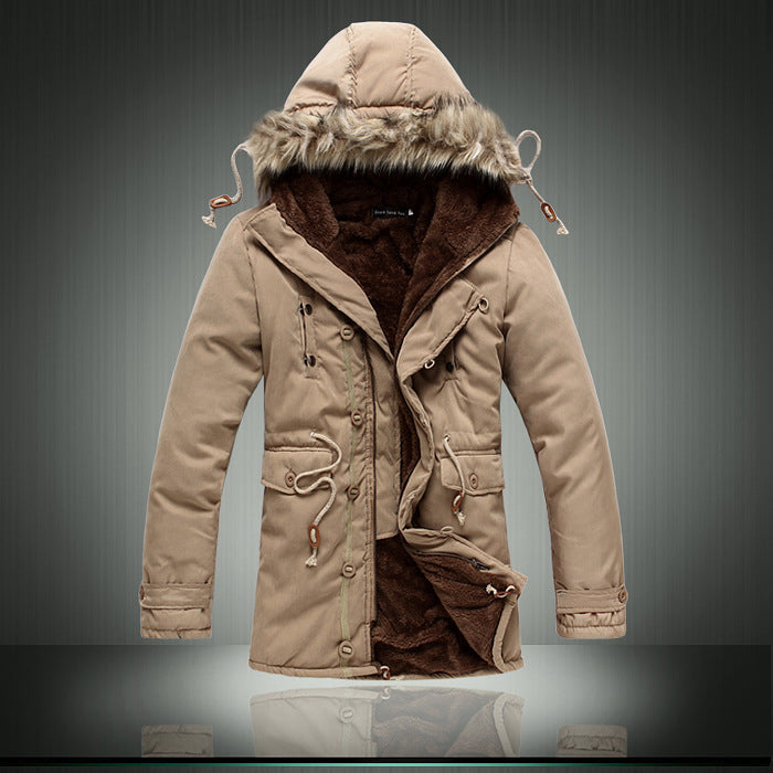 Parka homme doublé col fourrure amovible