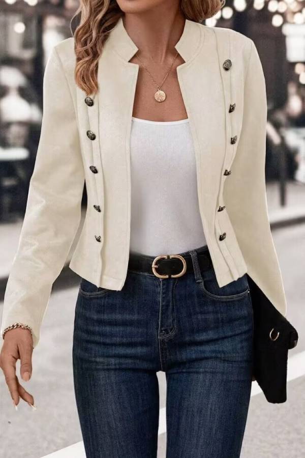 Veste ouverte tendance avec bouton et col