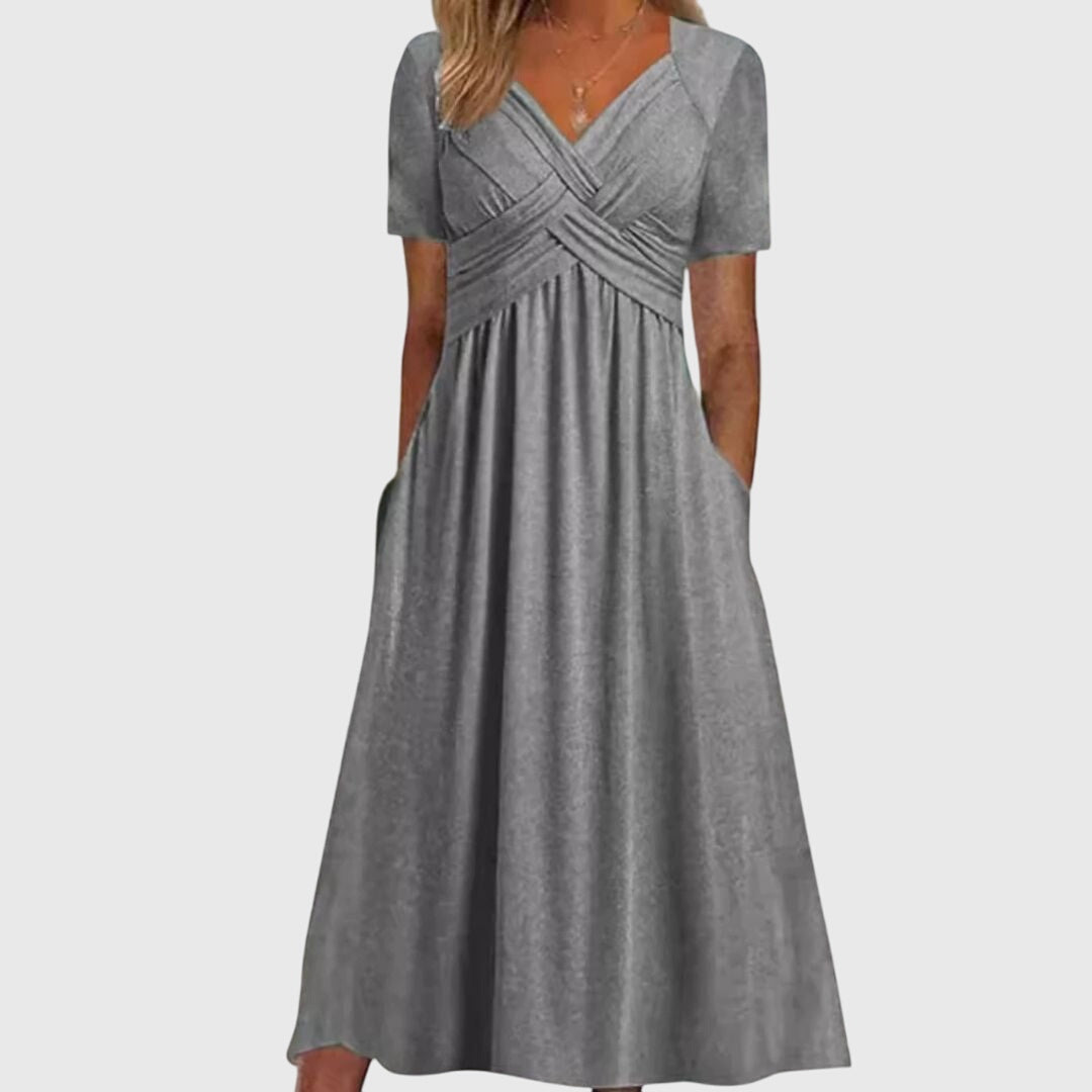 Robe longue pour femme à col en V, robe d'été