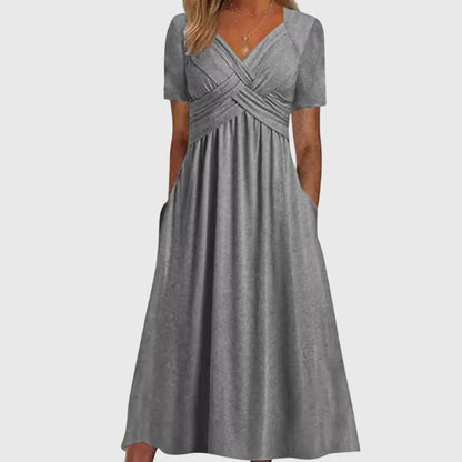 Robe longue pour femme à col en V, robe d'été
