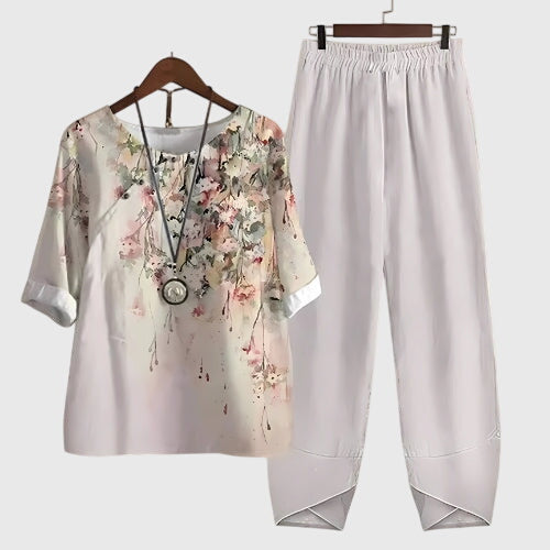 Ensemble deux pièces femme à motif floral été