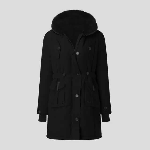 Parka d'hiver femme, manteau de luxe en fausse fourrure