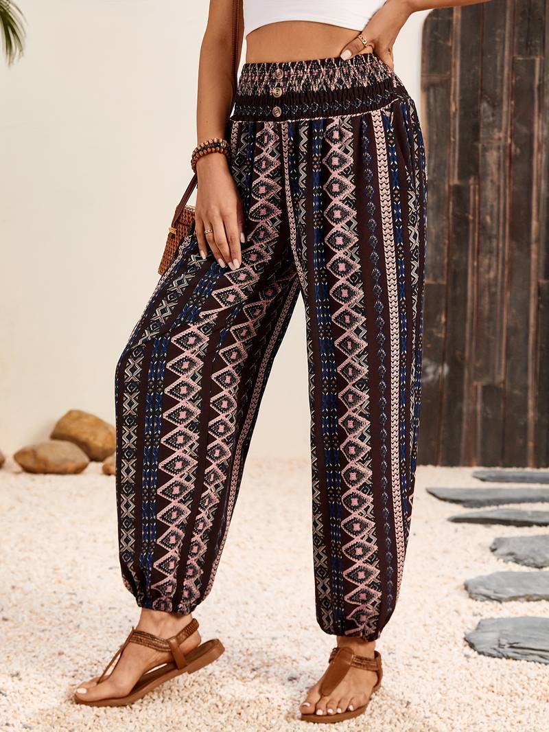 Pantalon féminin coloré à imprimé tendance