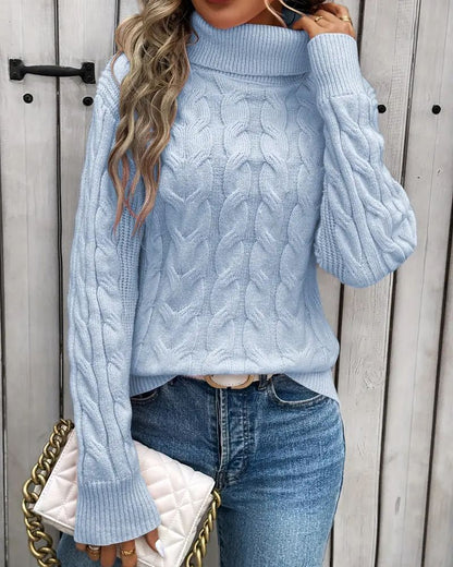 Pull moderne en maille torsadée à manches longues