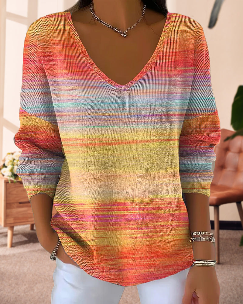 Bunte Damenpullover mit Regenbogenmuster - IdealeKleiden