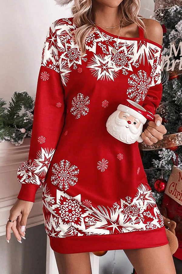 Robe sweat flocons de neige de Noël Coupe décontractée