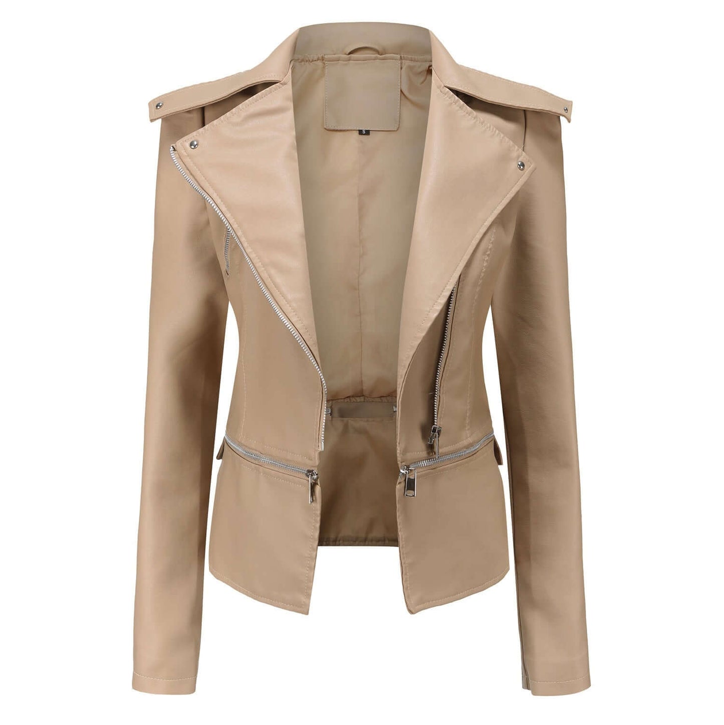 Blouson moto femme slim fit en cuir synthétique