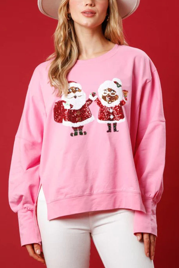 Sweat-shirt Père Noël Paillettes brillantes Coupe ample