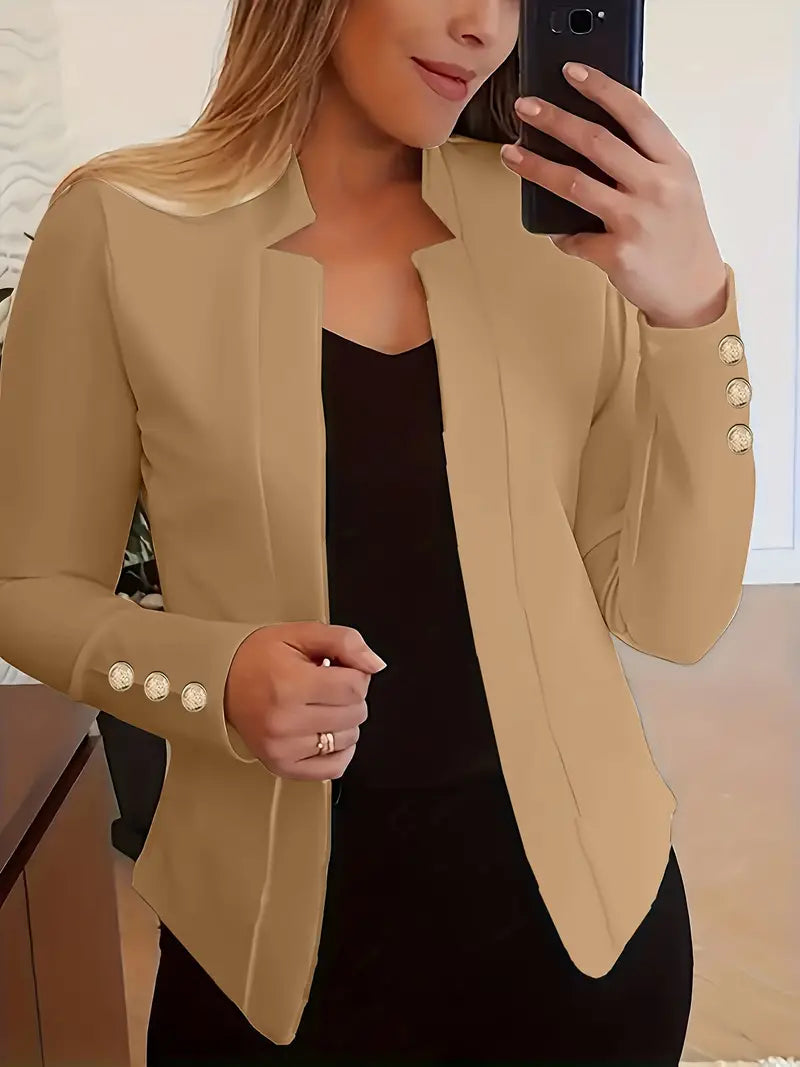 Blazer long à manches longues pour femmes, style ouvert, printemps