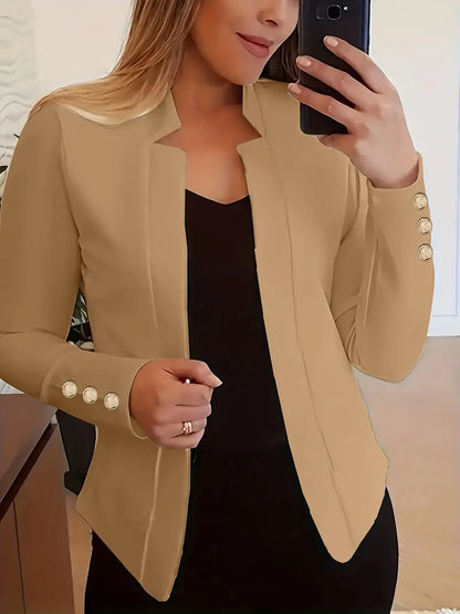 Blazer long à manches longues pour femmes, style ouvert, printemps