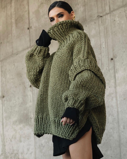Pulls amples en maille col roulé oversize pour femme