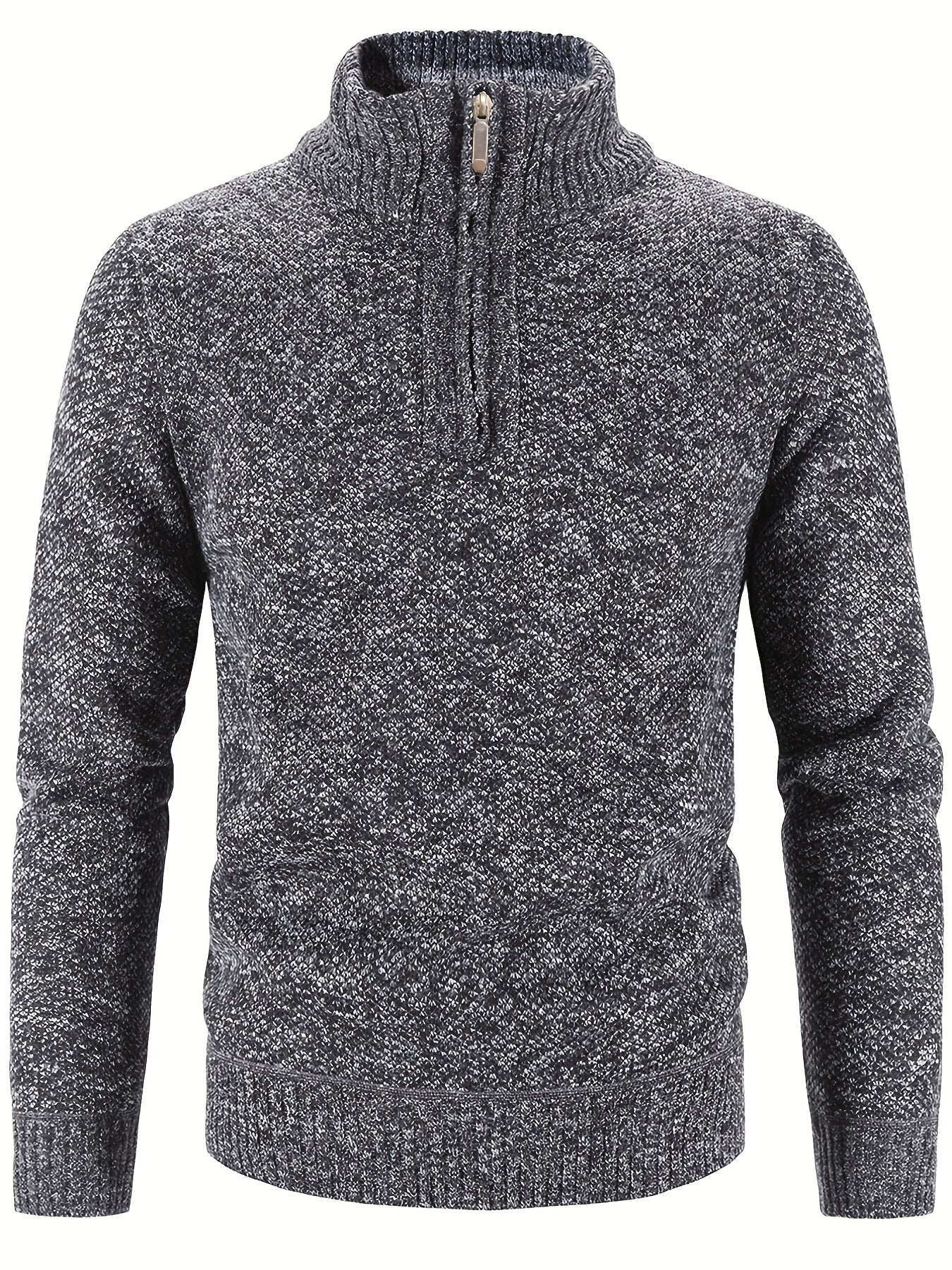 Pull en tricot pour homme col montant quart de zip