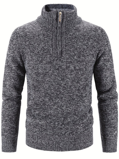 Pull en tricot pour homme col montant quart de zip