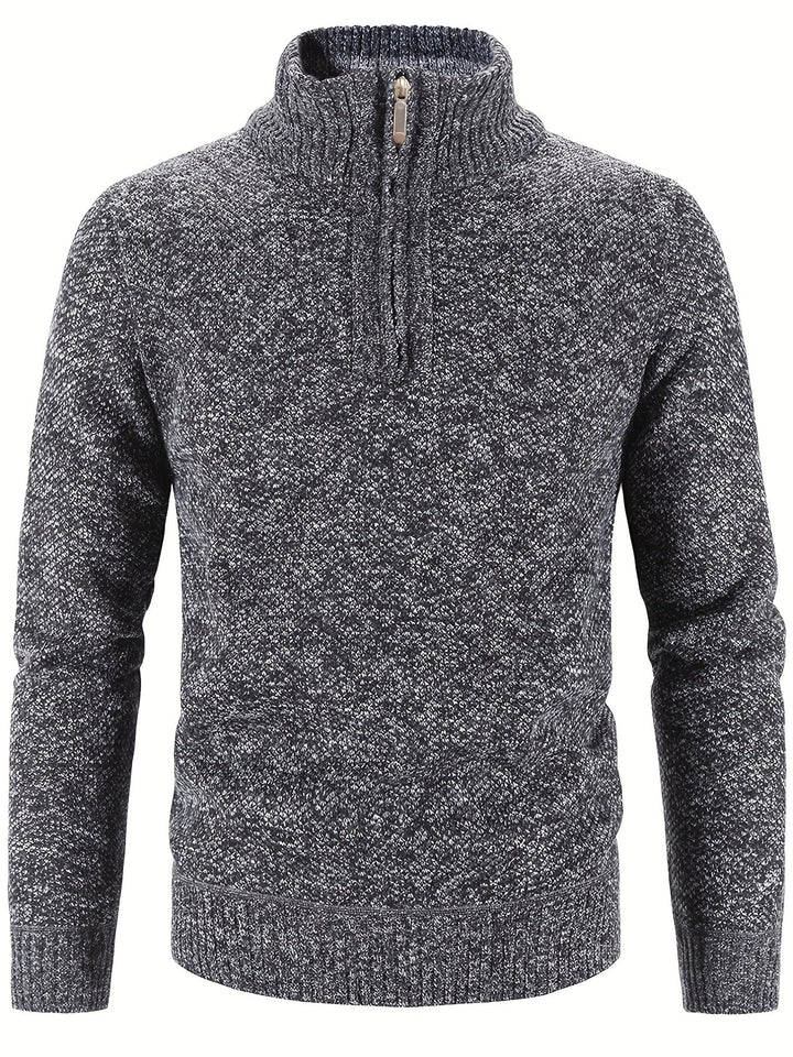 Pull en tricot pour homme col montant quart de zip