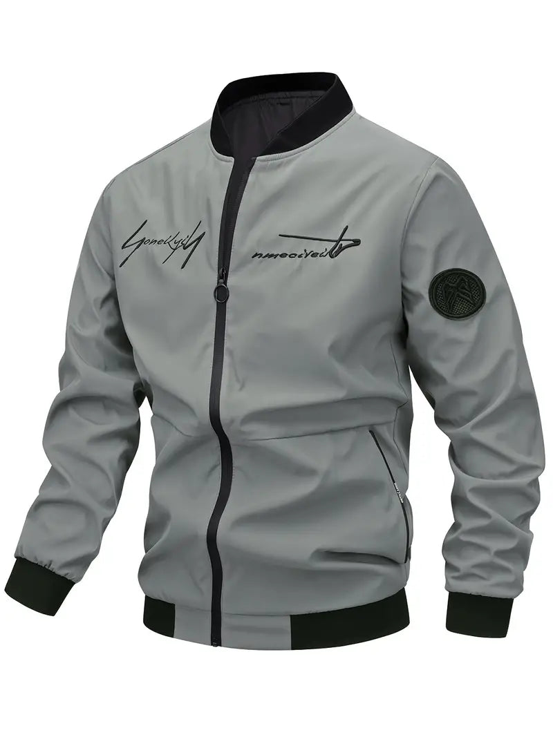 Blouson en cuir brodé pour homme élégant